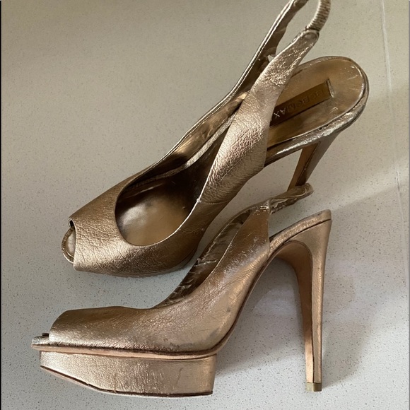 BCBGMaxAzria Shoes - BCBGMaxazria / Sling back Gold Heels